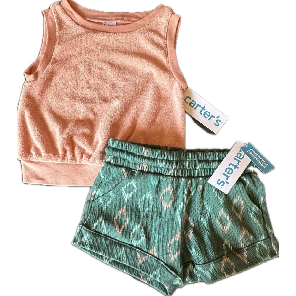 NWT Carter’s Shorts and Terrycloth Tank Baby Toddler Girl’s 2T Brand New